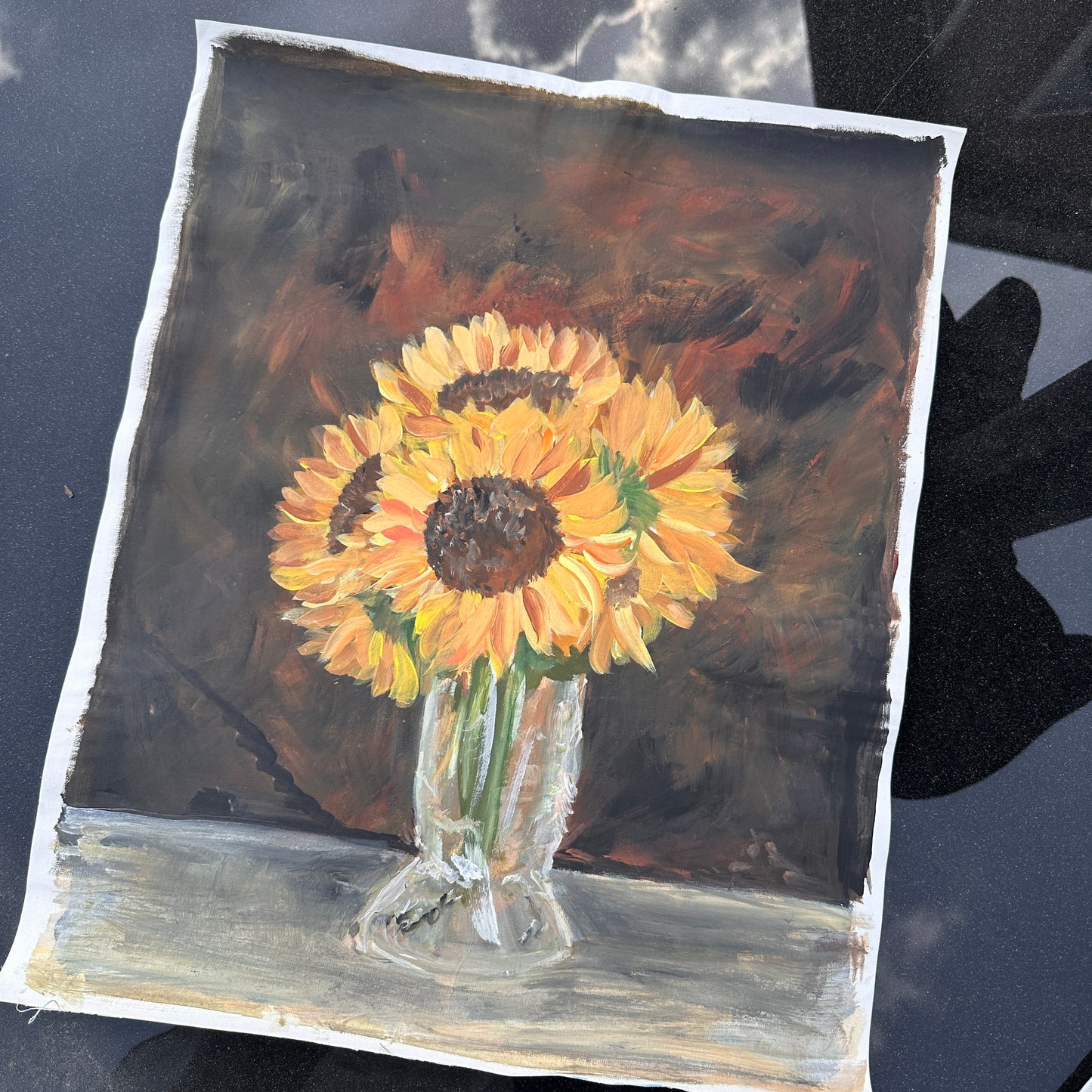 Sunflowers in Crystal Vase